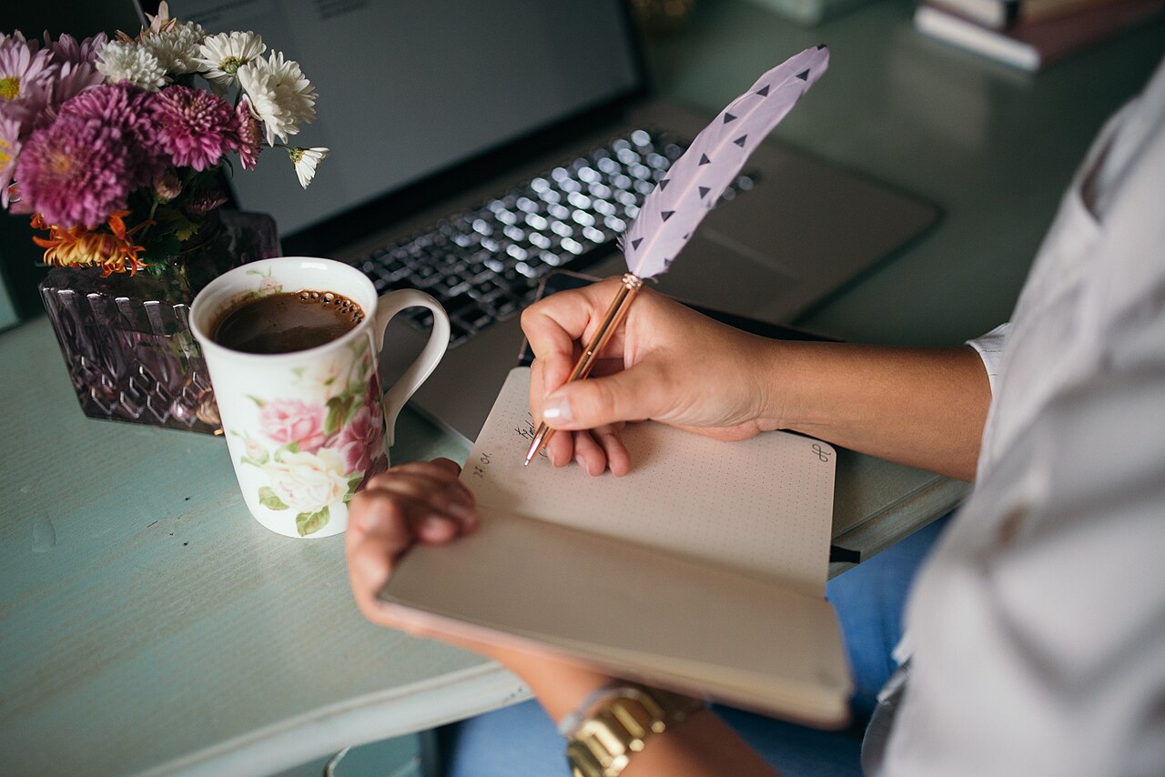 Editorial notebook with handwritten parameter notes beside a keyboard